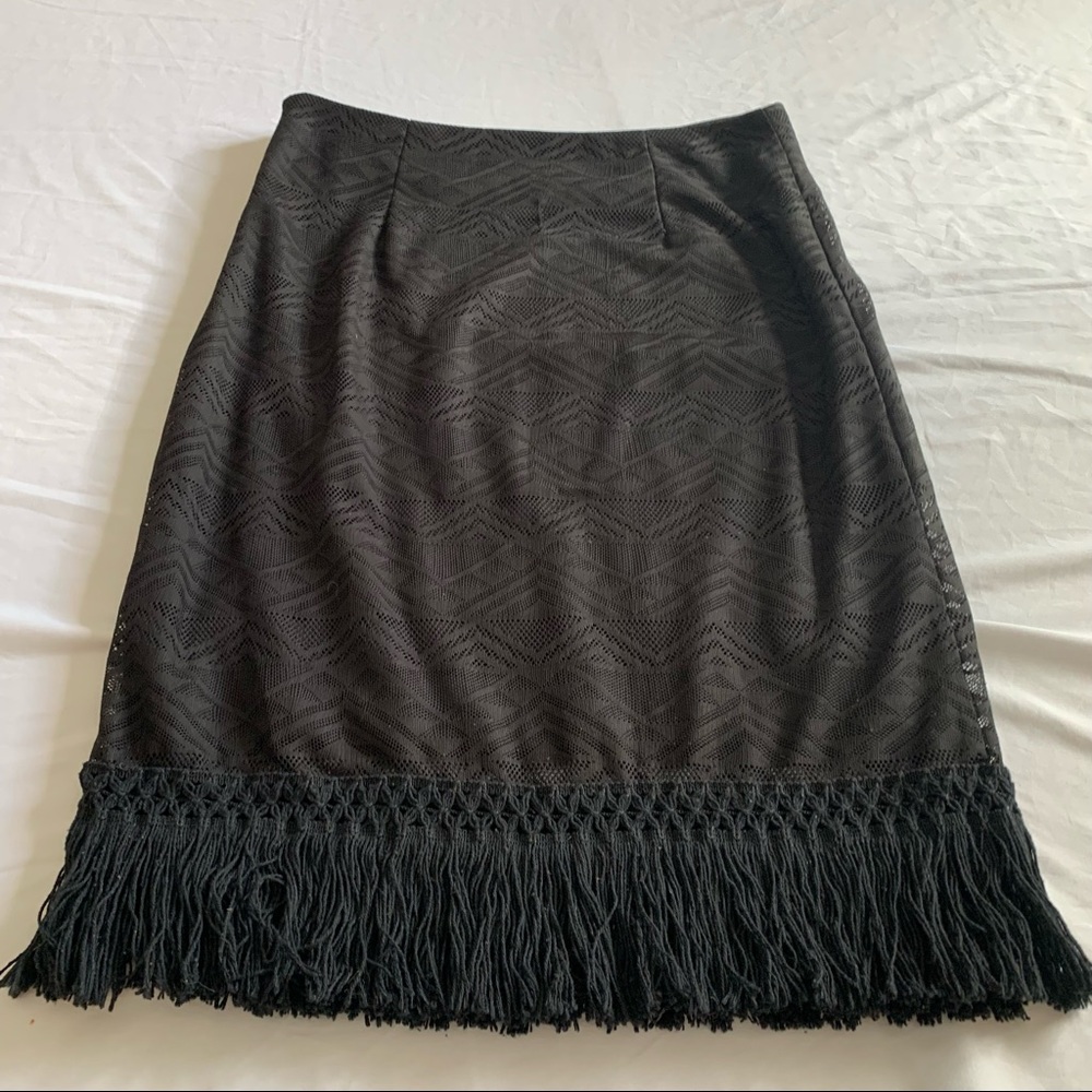Vintage fringe trim black Skirt